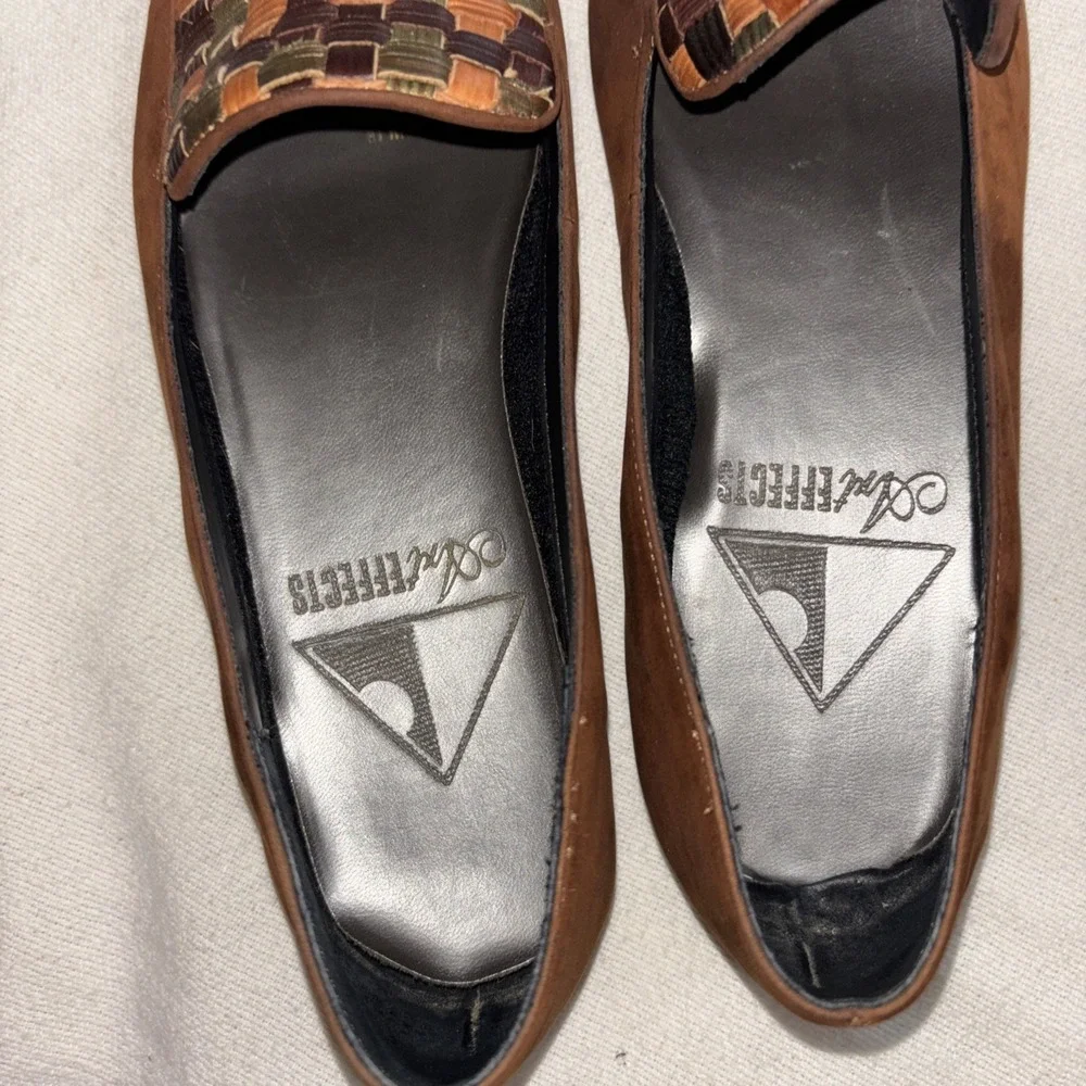 Vintage Art Effects 90's Brown Suede‎ Leather Slip On Loafers Women's Size 8.5